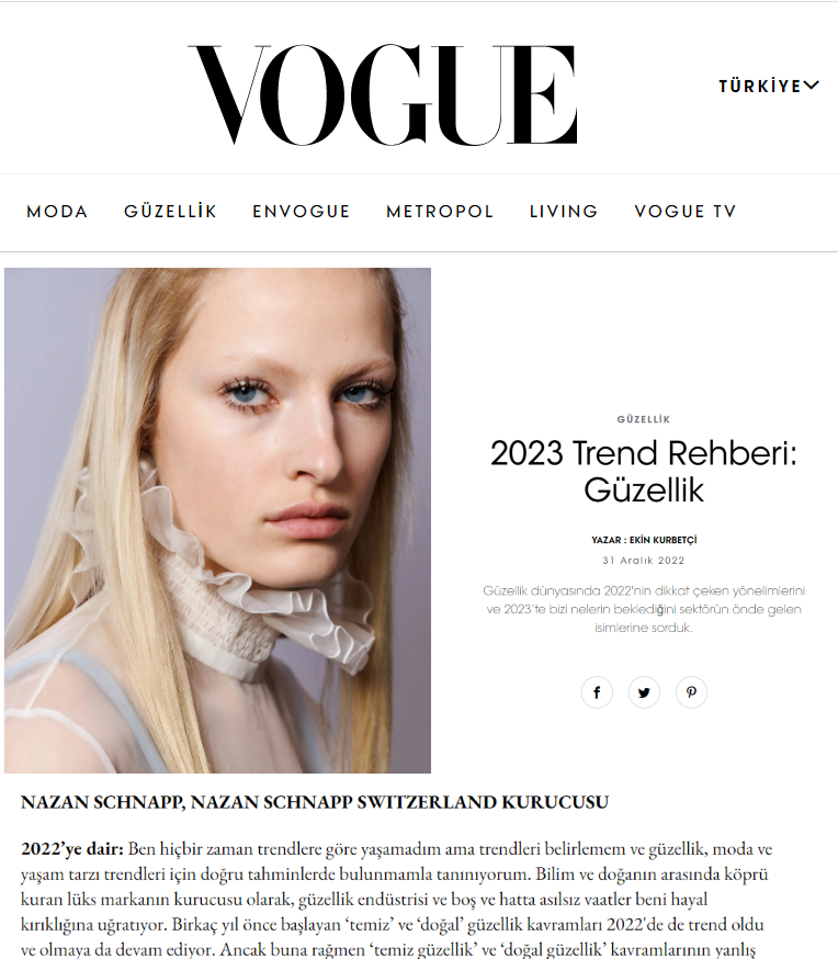 VOGUE TÜRKIYE - INTERVIEW WITH NAZAN SCHNAPP