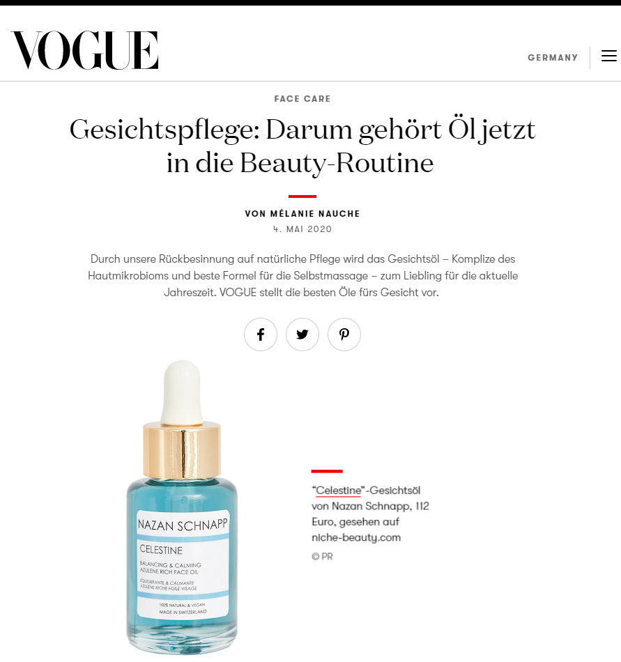 VOGUE GERMANY - CELESTINE AS BEAUTY-ROUTINE